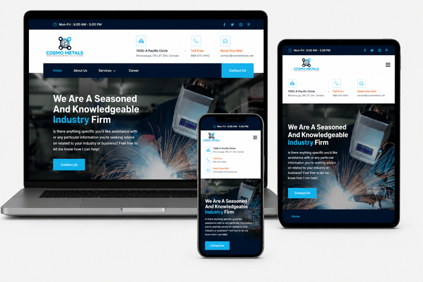 Cosmo Metals manufacturing website with WooCommerce catalog by ItsWebExpert